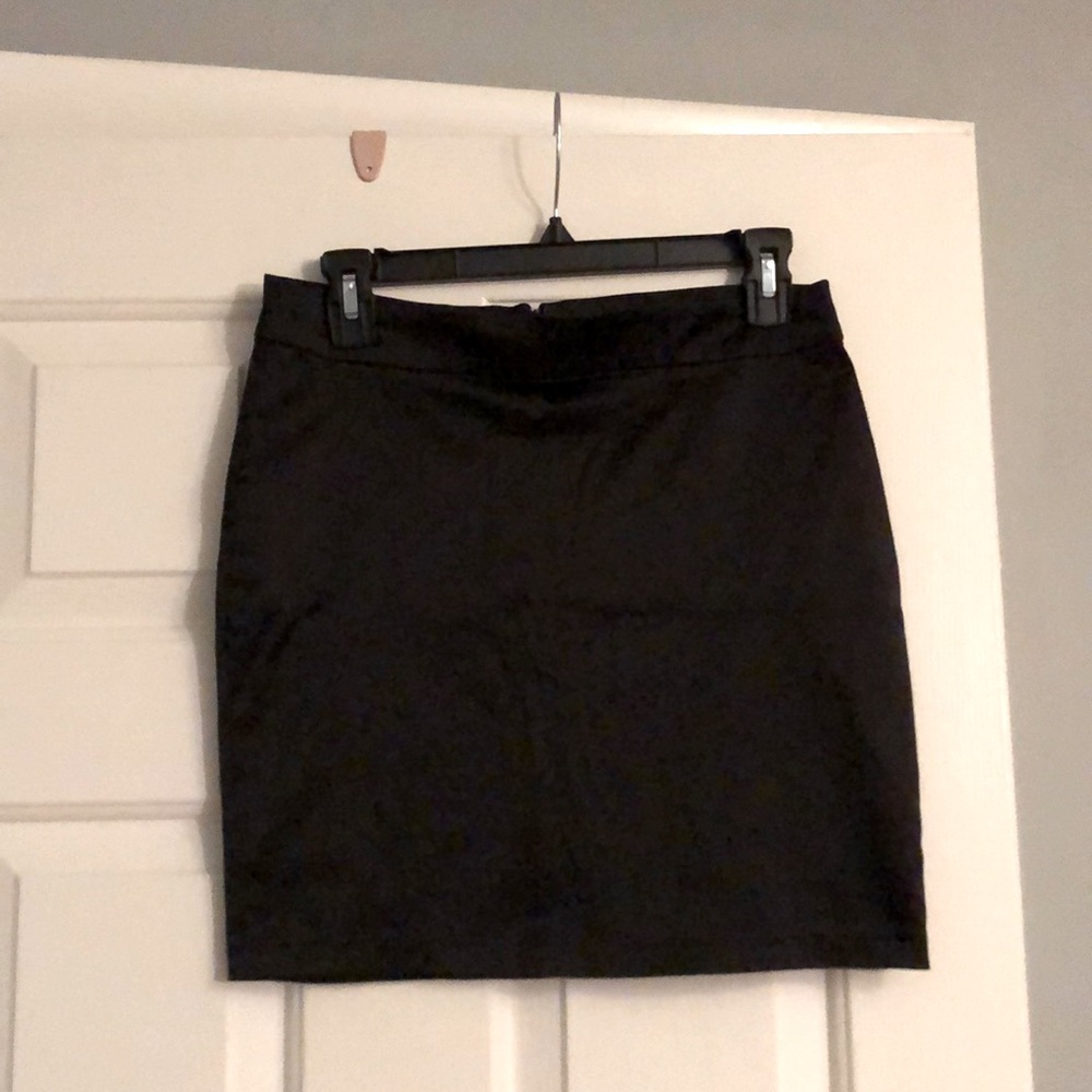 Black satin mini skirt